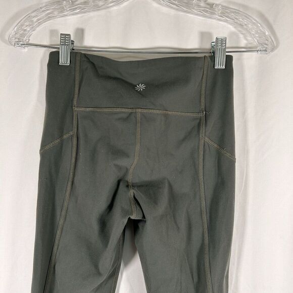 Athleta Leggings Women's XS Green Pull On Stretchy Mesh Side Breathable Mid Rise - Picture 6 of 10